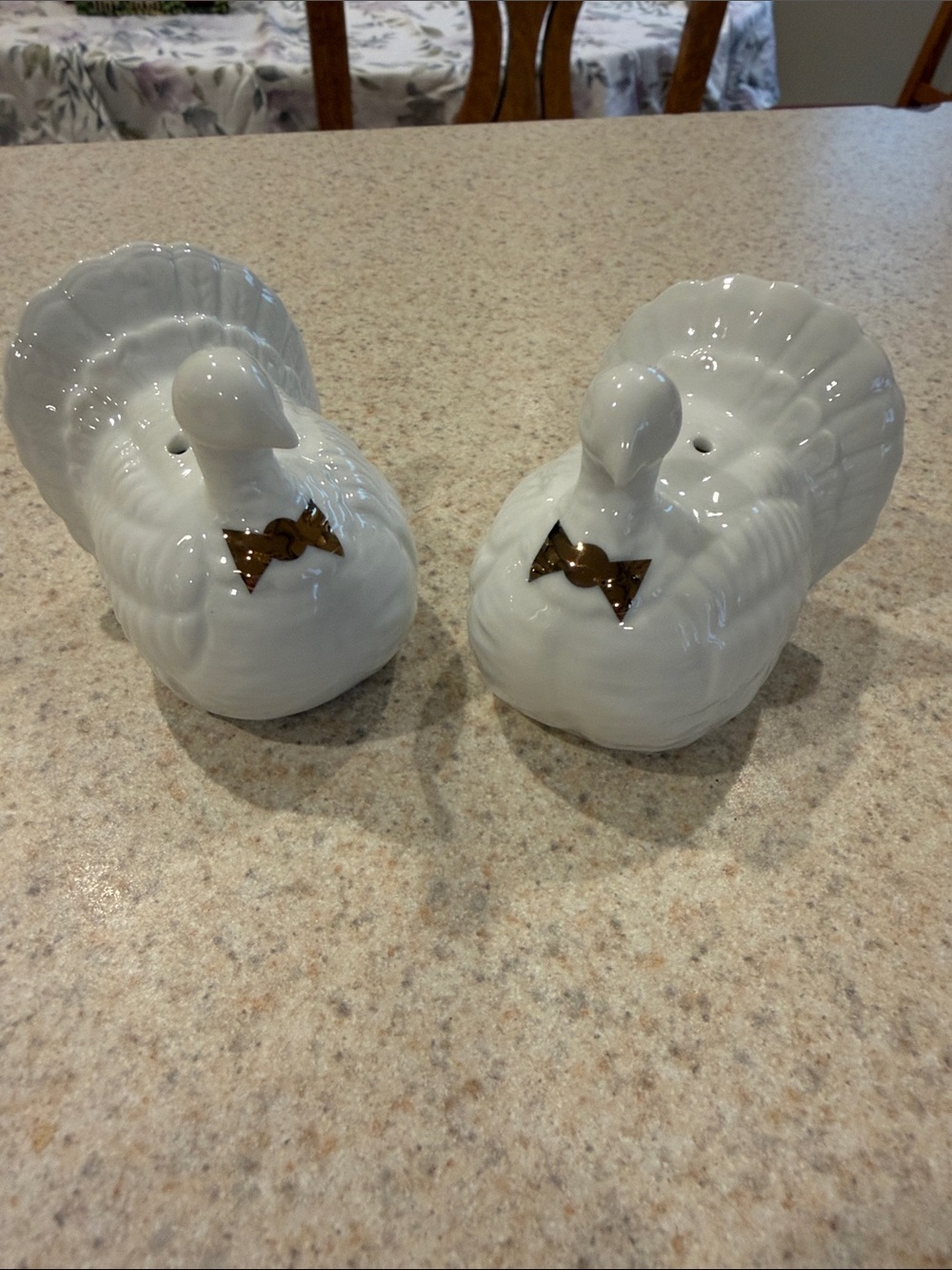 Target White Ceramic Turkey Salt and Pepper Shakers with Gold Accents